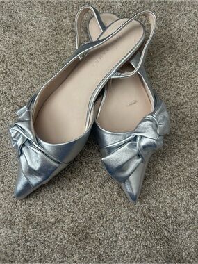 Yosi Samra Violet flats silver 10 NWOB
